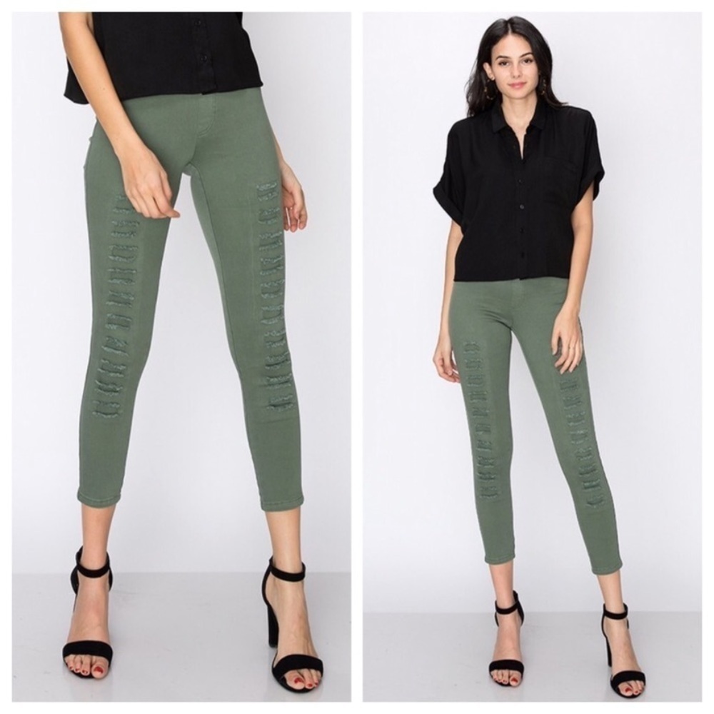 Destroyed Green Jeggings